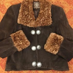 Double D Ranch Suede Jacket w/ Fur Trim